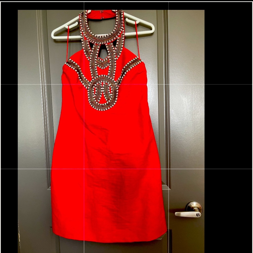 Trina Turk beaded neck dress size 6 looks new